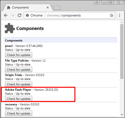 Open Chrome components page