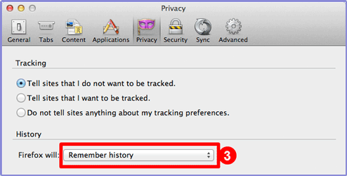 Firefox recommended history settings