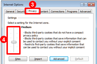 IE privacy tab